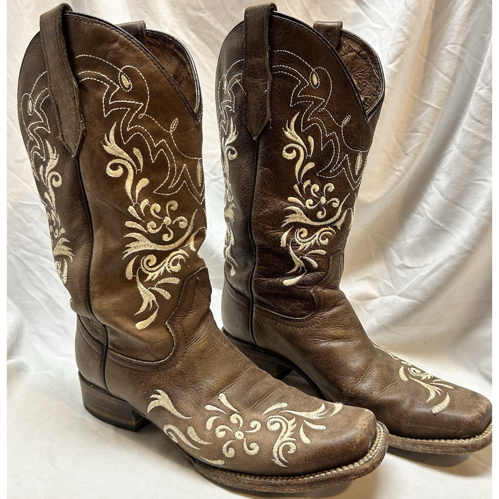 Circle G Brown Embroidered Western Boots Womens 10M
